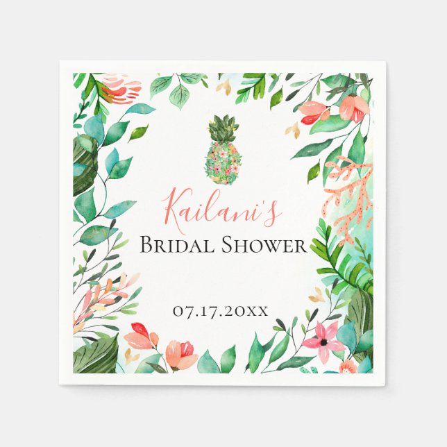 Botanical Island Pineapple Personalized Napkin (Front)