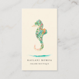 Botanical Island Seahorse Blush Business Card