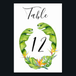 Botanical Island Wreath Wedding Table Number Card<br><div class="desc">Watercolor island botanical leaves and birds of paradise floral wreath,  wedding table number cards. Customize text font style,  colour and size. Designed to match our Botanical Island Collection.</div>
