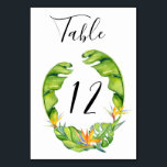 Botanical Island Wreath Wedding Table Number Card<br><div class="desc">Watercolor island botanical leaves and birds of paradise floral wreath,  wedding table number cards. Customize text font style,  colour and size. Designed to match our Botanical Island Collection.</div>