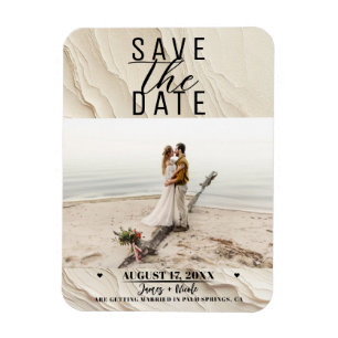 Botanical Ivory Cream Bohemian Textured Save  Date Magnet