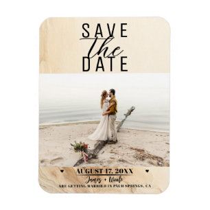 Botanical Ivory Cream Bohemian Textured Save  Date Magnet