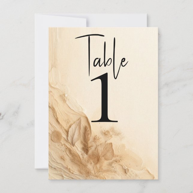 Botanical Ivory Cream Bohemian Textured Table Invitation (Front)