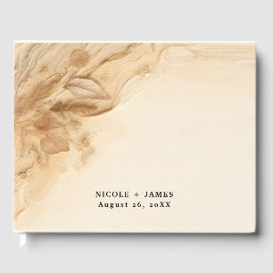 Botanical Ivory Cream Bohemian Textured Wedding Guest Book