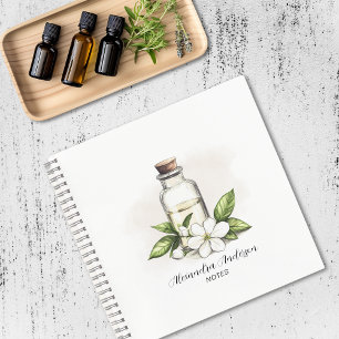 Botanical Jasmine Essential Oils Floral Watercolor Notebook