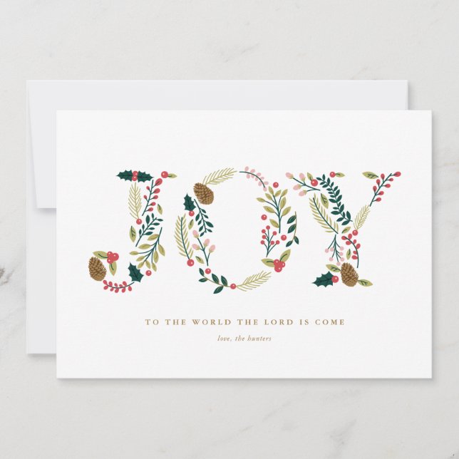 Botanical Joy Christmas Greeting Holiday Card (Front)