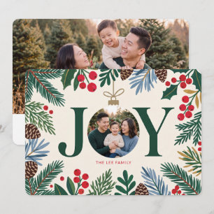 Botanical Joy Family Photo Christmas Holiday Card