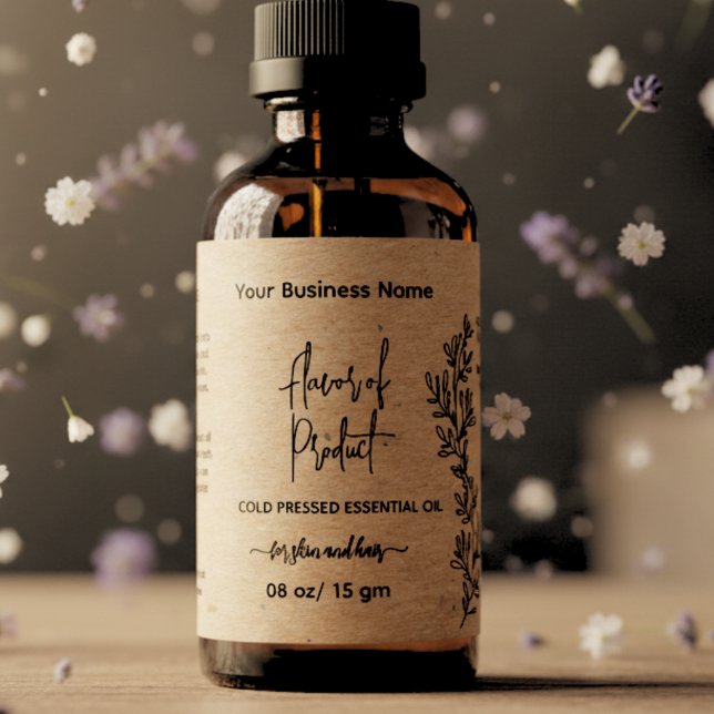 Botanical Kraft Essential Oil Bottle Label (Creator Uploaded)