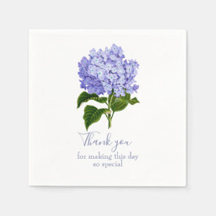 Botanical Lavender Hydrangea Script Thank You Napkin