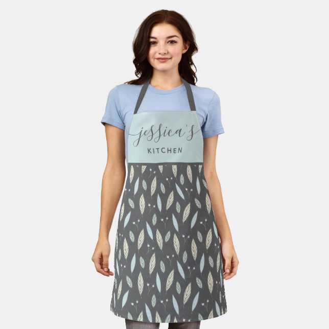 Botanical Leaf All-Over Print Apron (Worn)