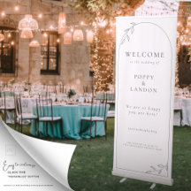 Botanical Leaf Arch Wedding Retractable Banner