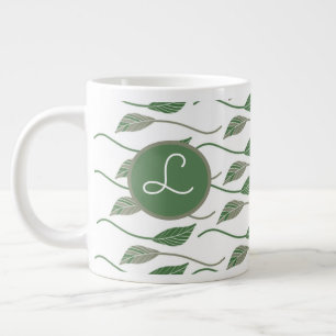 Botanical Leaf Greenery Hand Drawn Pattern     Large Coffee Mug