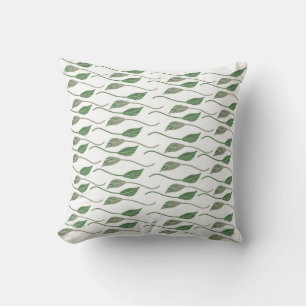 Botanical Leaf Greenery Hand Drawn Pattern Throw Pillow