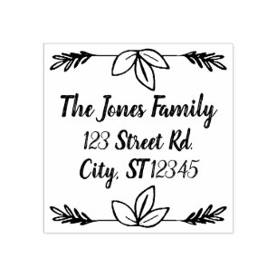 Botanical Leaf Hand Drawn Simple Look Customizable Rubber Stamp