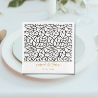 Botanical Leaf Pattern First Names Date Wedding