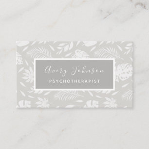 Botanical Leaf Pattern Psychotherapist Counsellor  Business Card