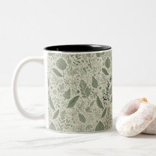 Botanical Leaf Print Coffee Mug Minimal Green Na
