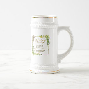 Botanical LeafBautizo Bautismo Baptism Name Verses Beer Stein