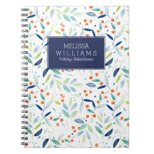 Botanical Leafs & Berries Pattern Illustration Notebook