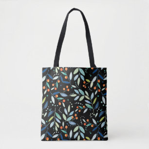 Botanical Leafs Pattern Watercolors Illustration Tote Bag