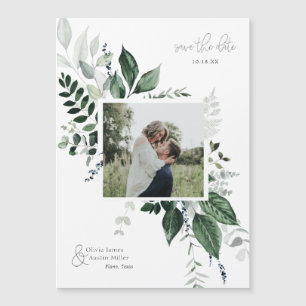 Botanical Leafy Greenery Photo Frame Save the Date