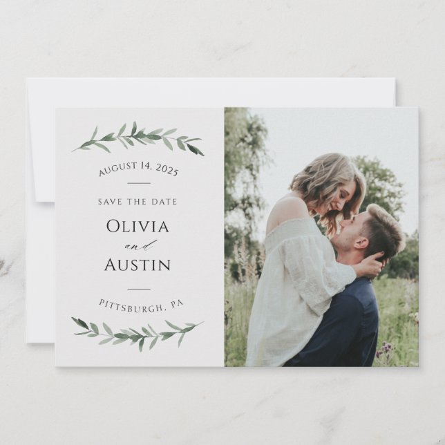 Botanical Leafy Greenery Save the Date (Front)