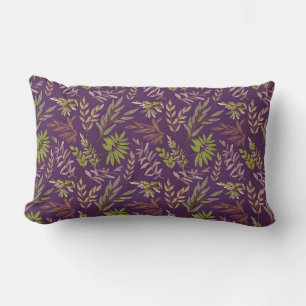 Botanical Leaves: A Stunning Purple Back Lumbar Pillow