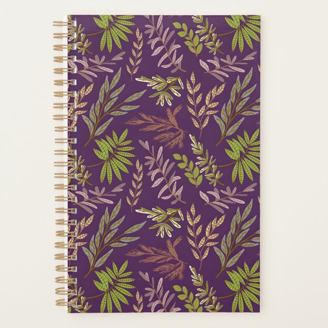 Botanical Leaves: A Stunning Purple Back Planner (Front)