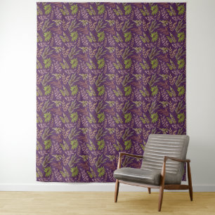 Botanical Leaves: A Stunning Purple Back Tapestry