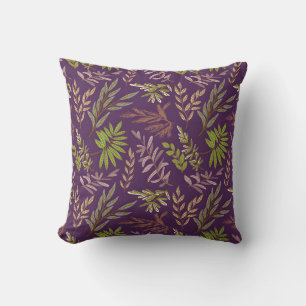 Botanical Leaves: A Stunning Purple Back Throw Pillow