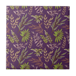 Botanical Leaves: A Stunning Purple Back Tile