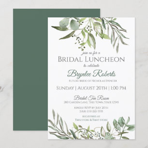Botanical Leaves and Greenery Bridal Luncheon Invitation