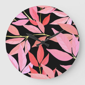 Botanical leaves, colourful seamless pattern. large clock