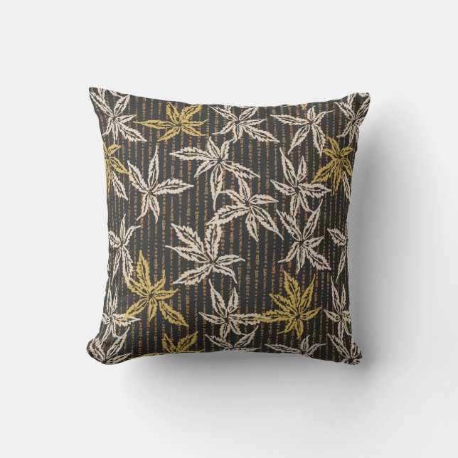 Botanical leaves Complex maximalist black  Throw Pillow (Front)