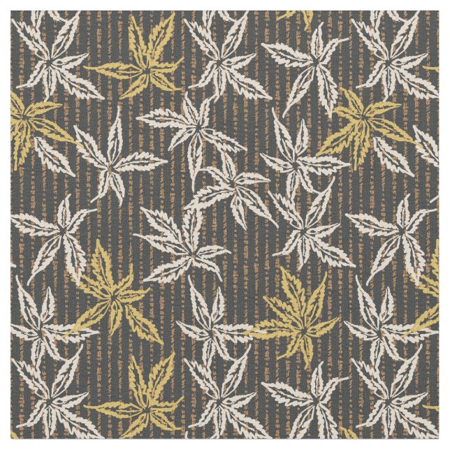 Botanical leaves Complex maximalist noir Fabric (Close Up)