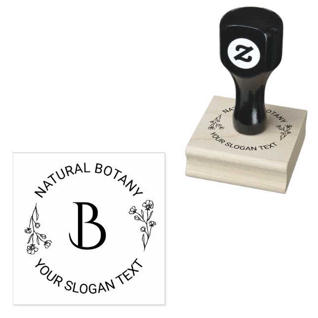 Botanical Leaves Custom Modern Typography Rubber Stamp (Stamped)