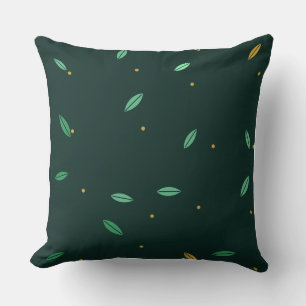Botanical Leaves Dark Green Seamless Pattern Throw Pillow