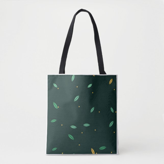 Botanical Leaves Dark Green Seamless Pattern Tote Bag (Front)