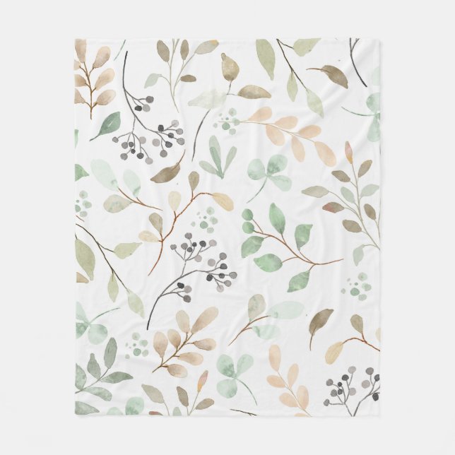 Botanical Leaves Fleece Blanket (Front)