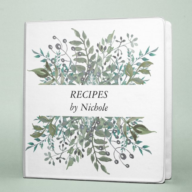Botanical Leaves Greenery Recipes Green Binder (Creator Uploaded)