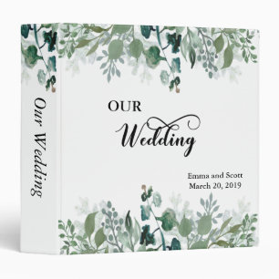Botanical Leaves Greenery Wedding Calligraphy Binder