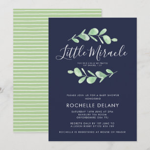 Botanical Leaves Little Miracle Baby Shower Invitation