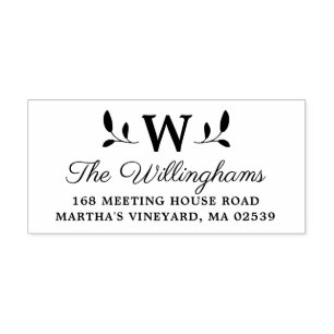 Botanical Leaves Monogram Self-inking Stamp