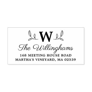 Botanical Leaves Monogram Self-inking Stamp