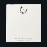 Botanical Leaves Neutral Ivory Monogram Initial Notepad<br><div class="desc">A hand drawn crescent wreath of leaves and laurels surrounds your monogram or initial. Click the customize button to change the background colour or to add more text.</div>