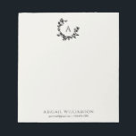 Botanical Leaves Neutral Ivory Monogram Initial Notepad<br><div class="desc">A hand drawn crescent wreath of leaves and laurels surrounds your monogram or initial. Click the customize button to change the background colour or to add more text.</div>