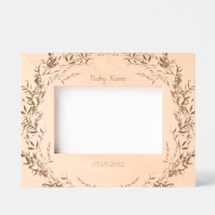 Botanical Leaves New Baby Name Date Etched Frames