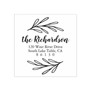 Botanical leaves Return Address Self-inking Rubber Stamp