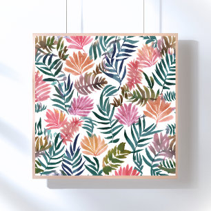 Botanical Leaves Watercolor   Floral Colorful Poster