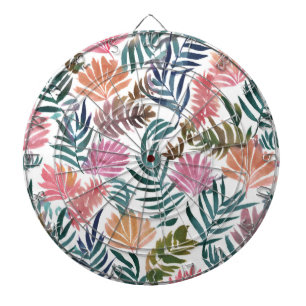 Botanical Leaves Watercolor Floral Colourful Lea Dartboard